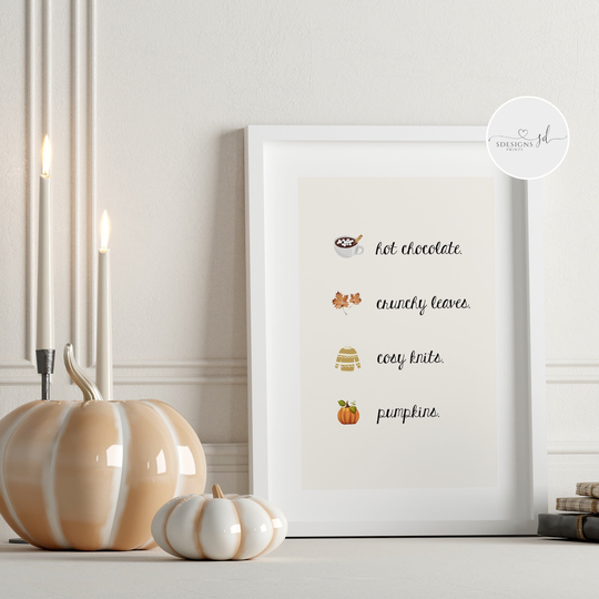 Autumn Halloween Bucket To Do List Print | Autumnal Wall Art Decor Seasonal Fall Pumpkins
