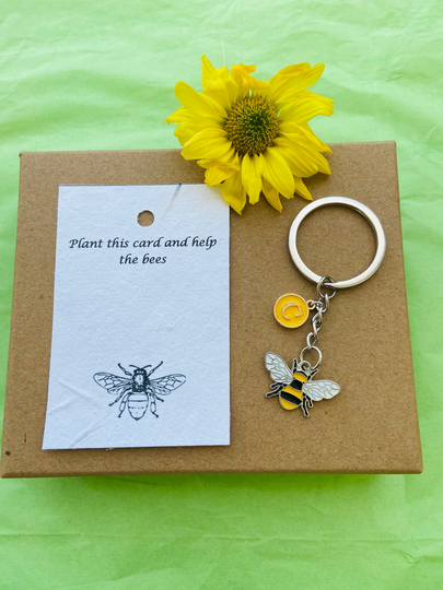 Bee Keyring Personalised On Seeded Paper , Bee Keyring, Seed Feed The Bees, Accessories