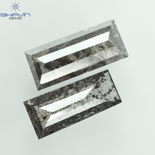 2.30 Ct/2 Pcs Baguette Shape & Salt Pepper Color I3 Clarity Natural Loose Diamond For Wedding Ring, Pendant, Earring, Jewelry/Sku N6-109