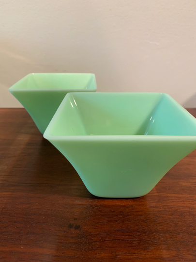 Vintage Jadeite Bowls, Planters, Square Art Deco