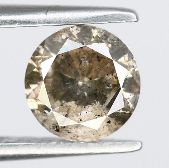 0.69 Ct Salt & Pepper Diamond, Round Brilliant Cut Diamond