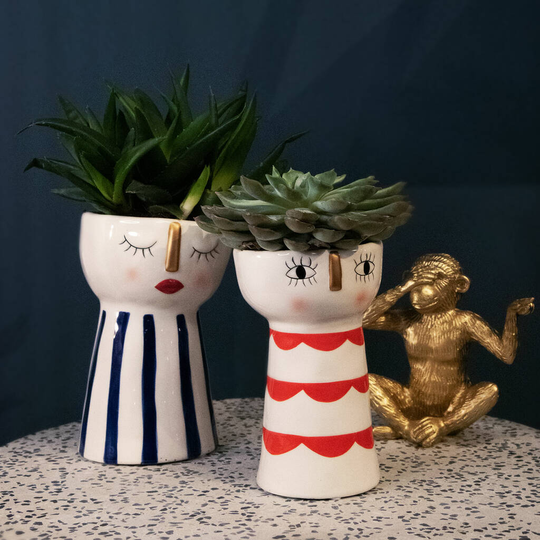 Set Of Two Face Vase Planters