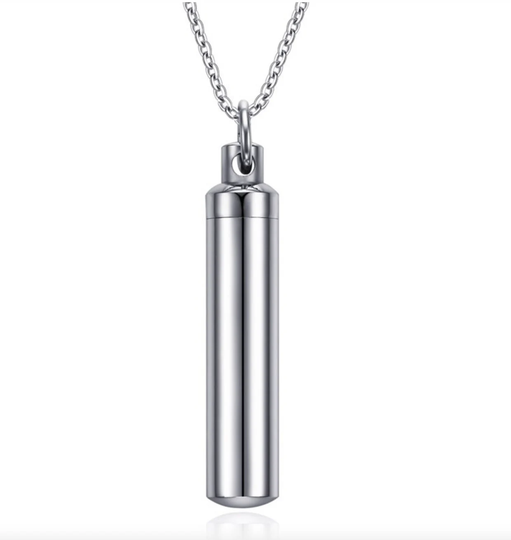Capsule Pendant Necklace Silver Colour Opening Cylindrical Pendants Stainless Steel Remembrance Jewellery Medicine Capsule