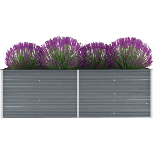Hommoo - Garden Planter Galvanised Steel 240x80x77cm Grey VD29020