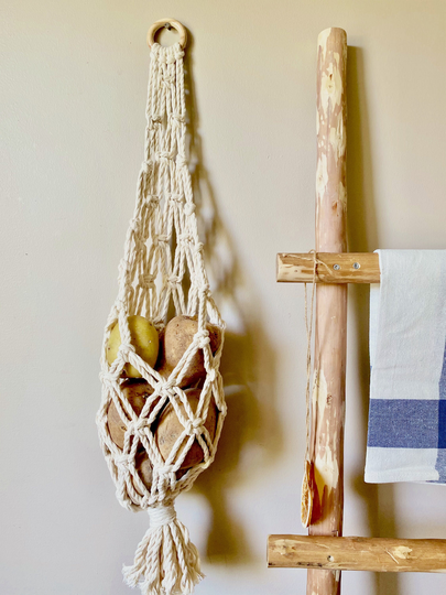 Macrame Vegetable Bag, Fruit Hanging Basket, Plant Holder , Storage, Ball, Boho Decor, Tiny Living