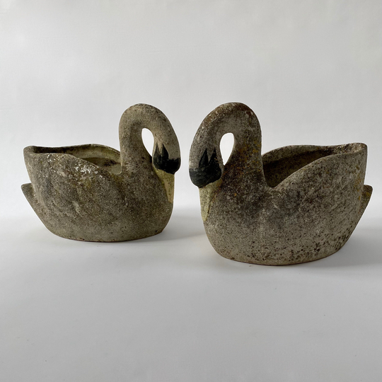 Vintage French Swan Planters Pair