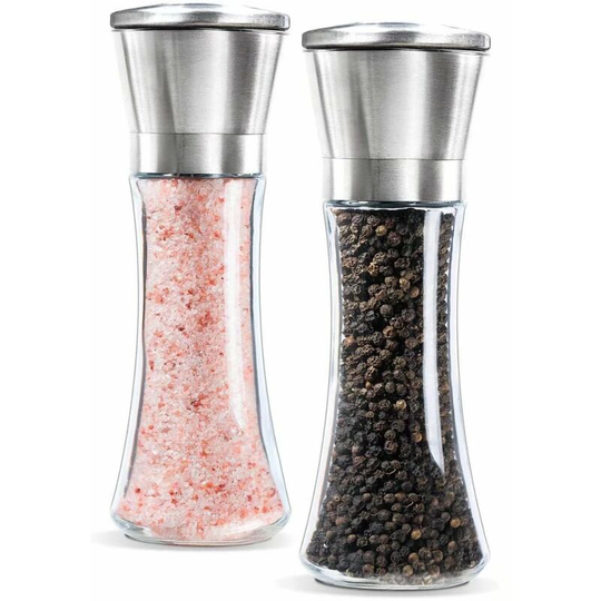 Salt and pepper grinder, set of 2 grinders, stainless steel salt grinder and spice grinder