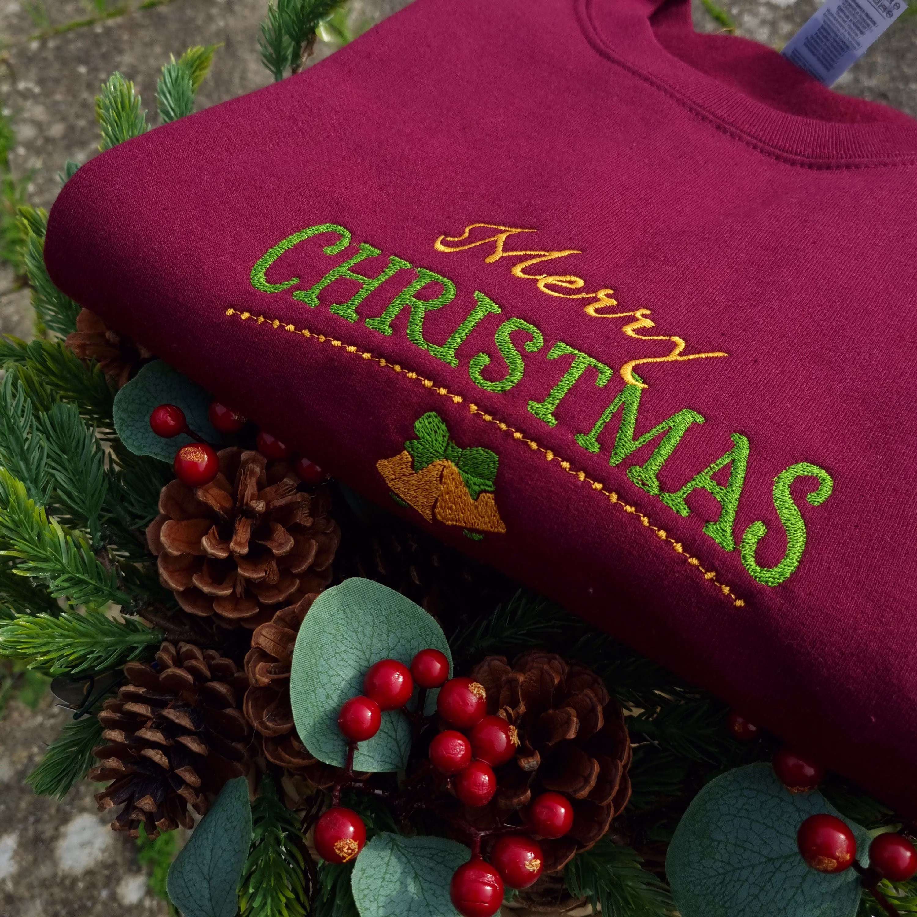Embroidered Merry Christmas Jumper, Vintage Xmas Sweatshirt, Cute Sweater, Perfect Present Gift For Her, Festive Season, Unisex Clothes