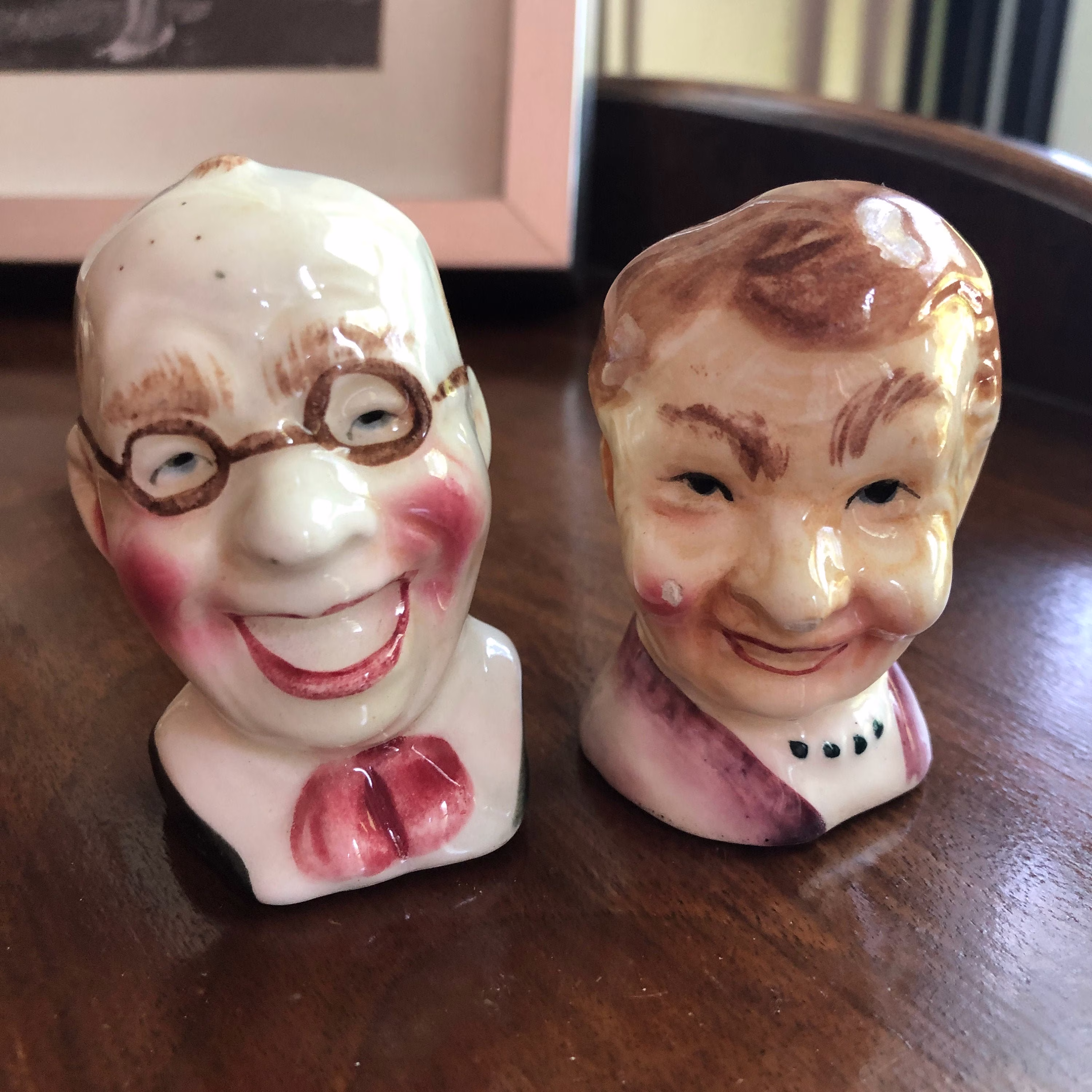 Old Man & Lady Heads - Novelty Salt & Pepper Shakers Vintage