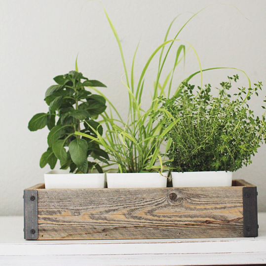Barnwood Planter Box With Metal Brackets