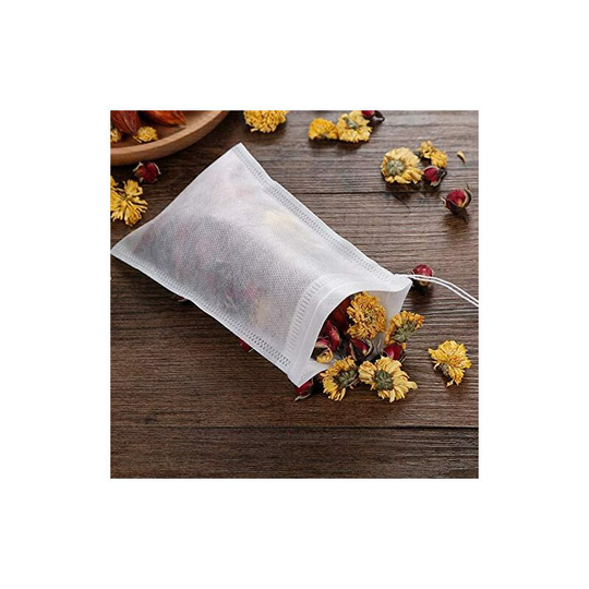 Perle Rare - 200 Pieces Disposable Tea Filter Bags Empty Cotton Drawstring Filter Tea Bags for Loose Leaf Teal Lo(9 x 7cm)
