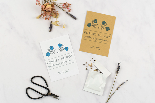 10 Dainty Forget Me Not Seed Memorial Gift