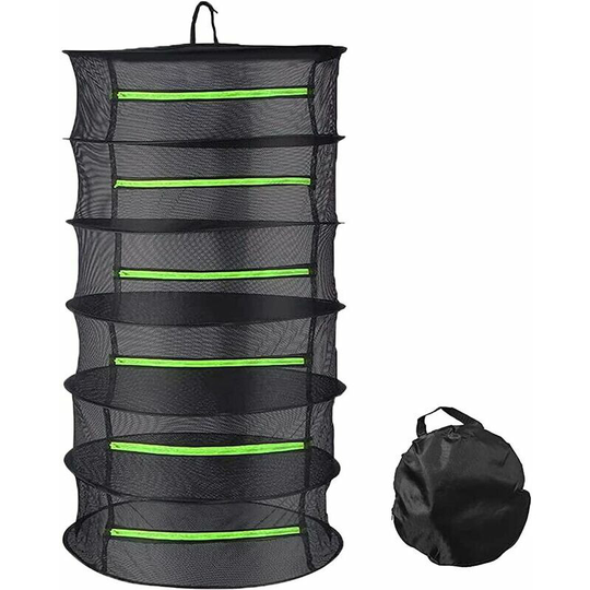 6 Tier Collapsible Mesh Hanging Herb Dryer for Plants. Pisces. flowers. vegetables with zipper and storage bag (60 x 114 cm)