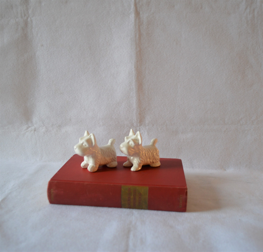 Scottie Dog Salt Pepper Shaker Set Scottish Terrier Figurines White Christmas Holiday Decor Mid Century Black Owned Shop