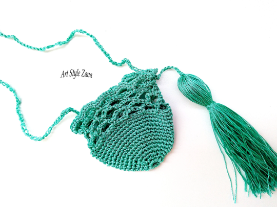 Medicine Bag Pouch Necklace, Necklace Stone Holder, Adjustable Small/Crochet/Turquoise Crystal Holder