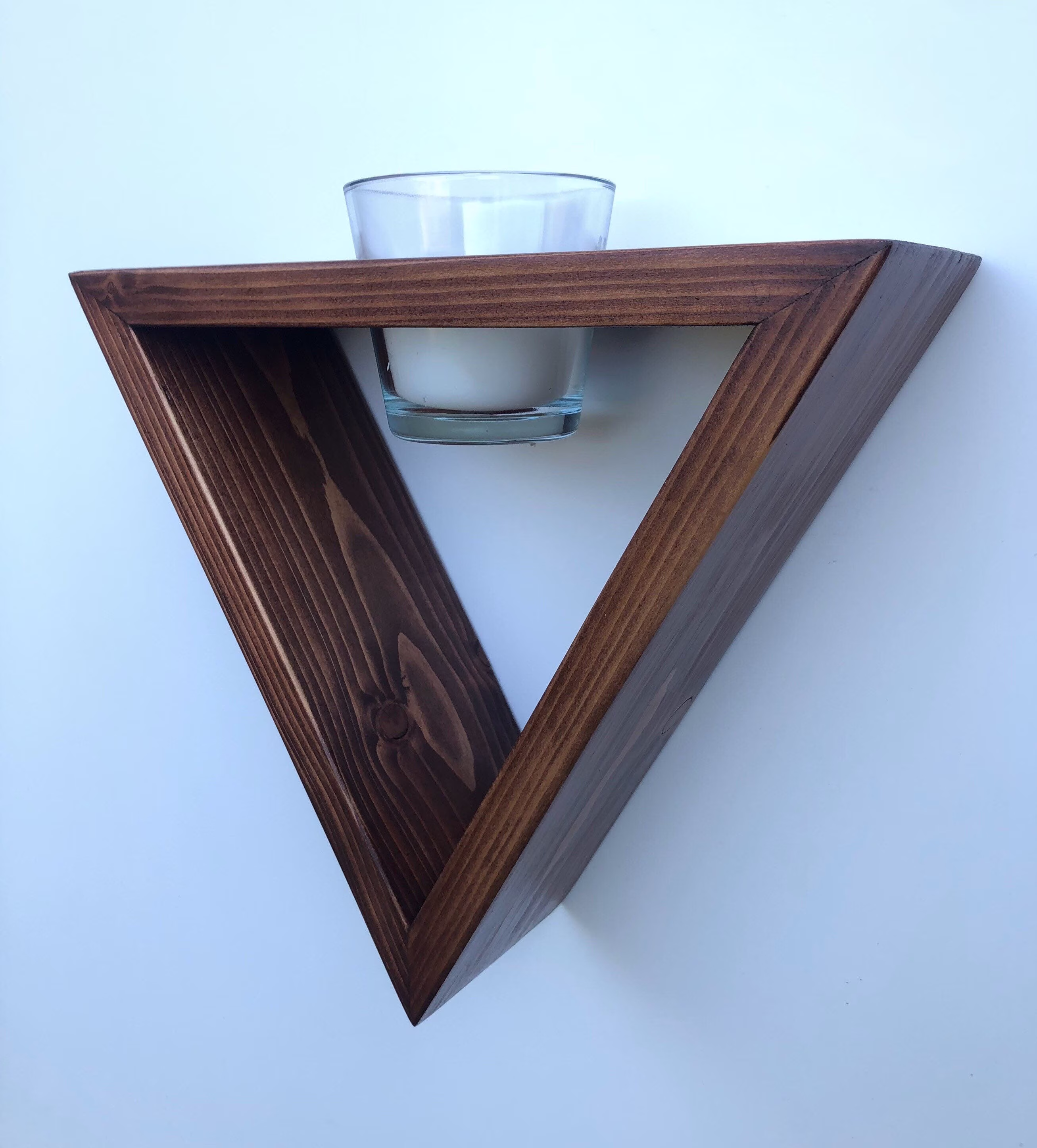 Geometric Wooden Wall Mounted Plant Stand/Candle Holder Pot Hanging Shelf Herb Garden