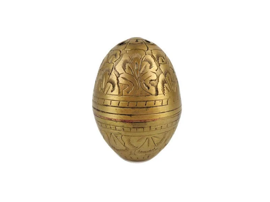 Collectible Brass Egg Salt Shaker, Engraved Shaker