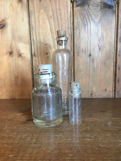 Lovely Vintage Set Of 3 Glass Chemist Bottles