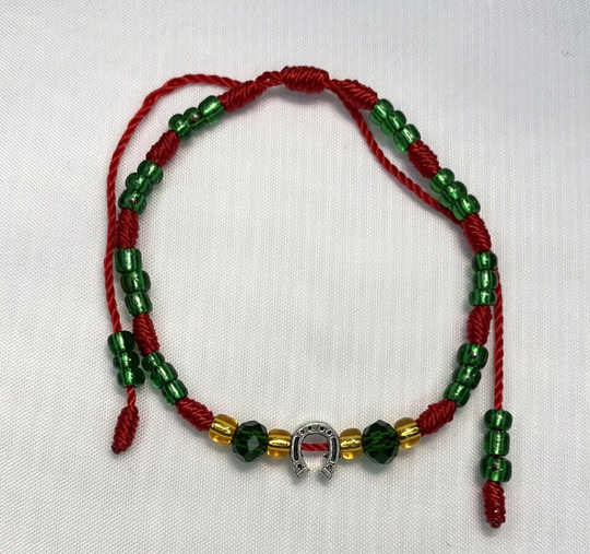 Lucky Horseshoe Charm Green & Red Bracelet