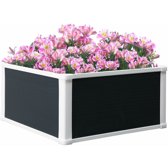Garden Raised Bed Planter Grow Containers Flower Pot pp 60 x 60cm - Grey - Outsunny