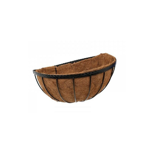 40cm 16 Inch Saxon Metal Wall Manger Basket Black Planter Liner - Smart Garden