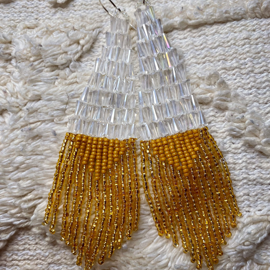 Custom Boho Crystal & Seed Bead Handwoven Earrings | Handmade Earrings Beaded Jewelry