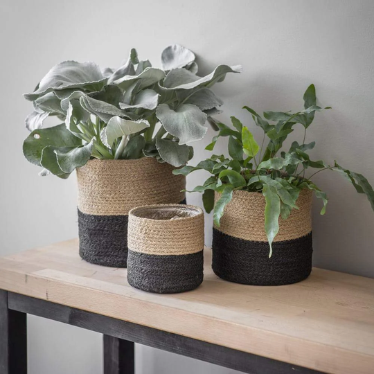 Jute Pots - Scandi Plant Herb Fabric Neutral Small, Medium, Large 3 Sizes