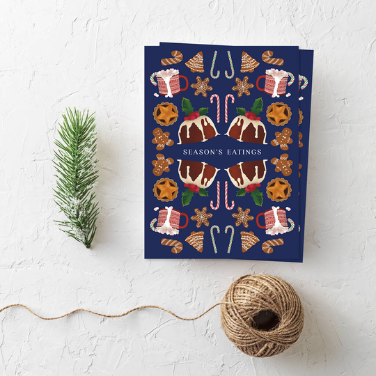 Five 'Seasons Eatings' Christmas Cards