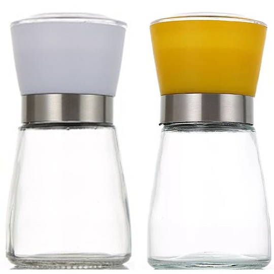 Fvbjd - Salt and Pepper Grinder Set - Salt and Pepper Shakers for Professional Chef - Stainless Steel 1pcs180ml (white cover)+1pcs180ml (yellow cover)