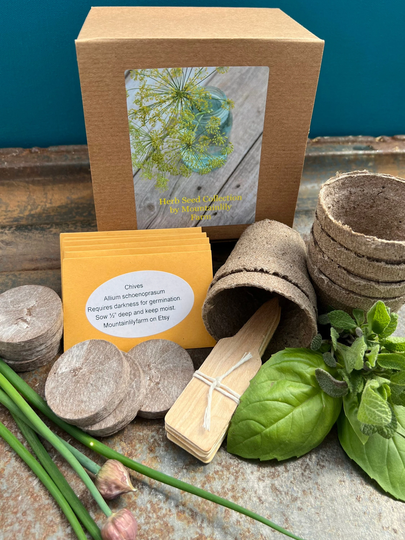 Herb Garden Kit, 6 Varieties Of Culinary Herbs With Growing Supplies