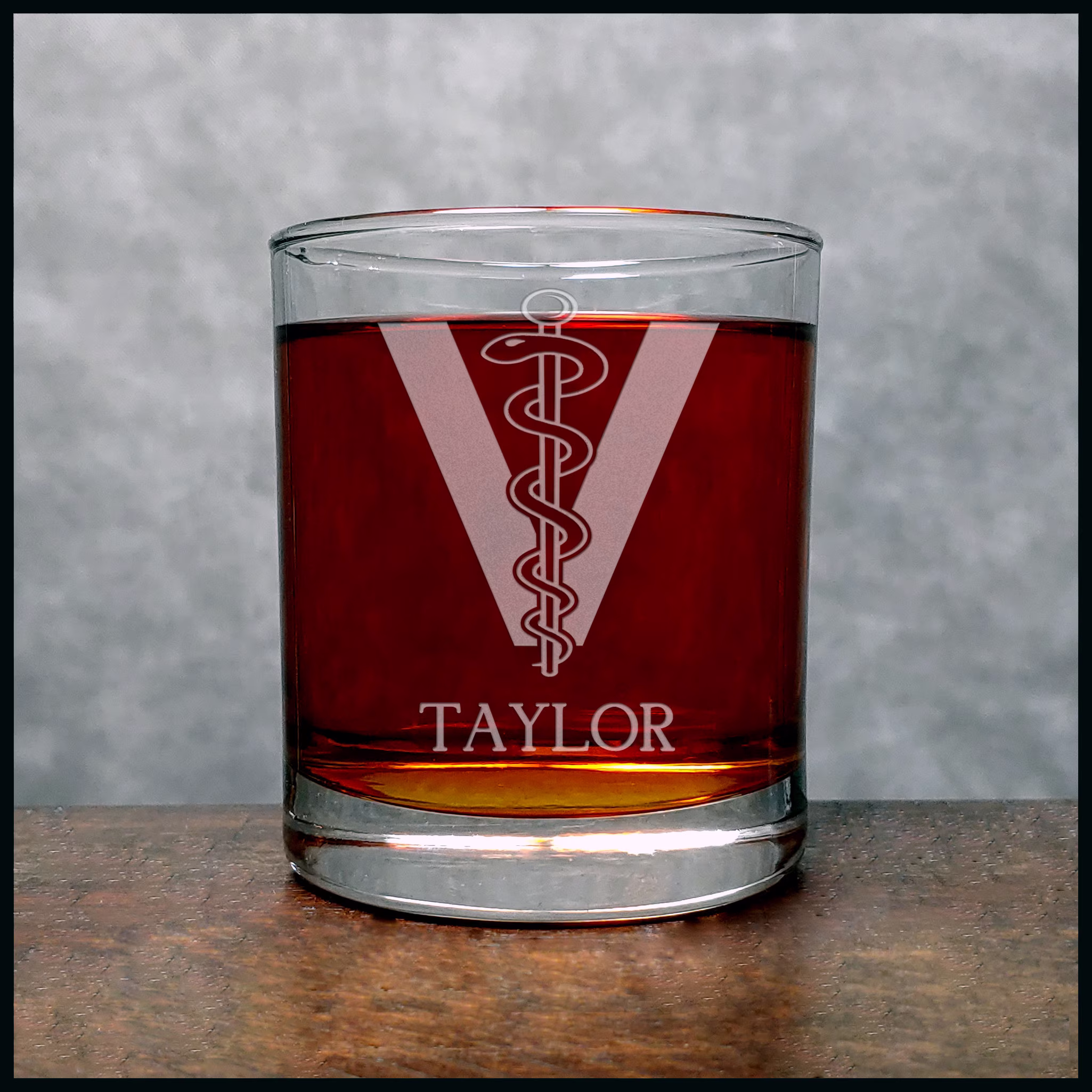 Veterinarian Engraved 11.2Oz Whiskey Glass, Doctor Of Veterinary Medicine Deeply Etched Rocks Personalized Gift, Free Personalization