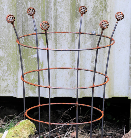 Peony Support Basket Top - Plant Garden Planters Trellis Stakes Metal Rusty Decoration