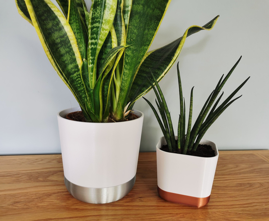 Planter With Inbuilt Drip Tray, Round Tapered, Square Classic Indoor Plant Pot Saucers, Eco Friendly