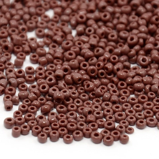 Coconut Brown Glass Seed Beads, 40 Grams Opaque Seeds, Round 2mm 1mm Hole Sb0187
