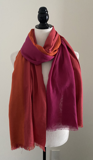Red Orange Coral Pink All Season Scarf|Warm Winter Scarf| Scarf For Women|Multi Layered Scarf|Imperfect