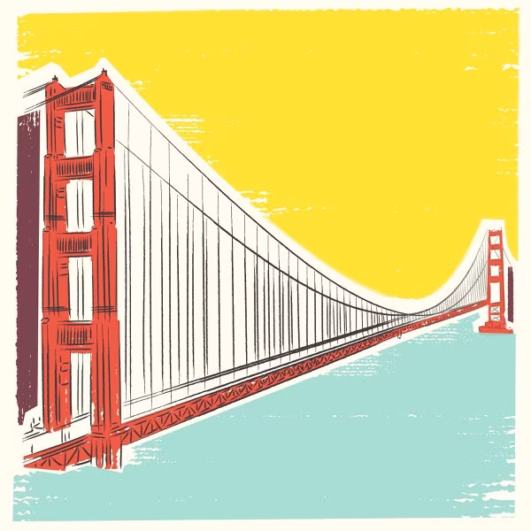 Travel Poster, San Francisco Print, Golden Gate Bridge, Art, City By The Bay Contemporary Home, Travel Wall Decor