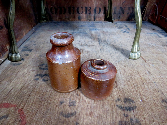 Victorian Bottles, Antique Stoneware Earthenware Kitchenalia, Rustic Decor, Primitive Salt Glaze Bottles