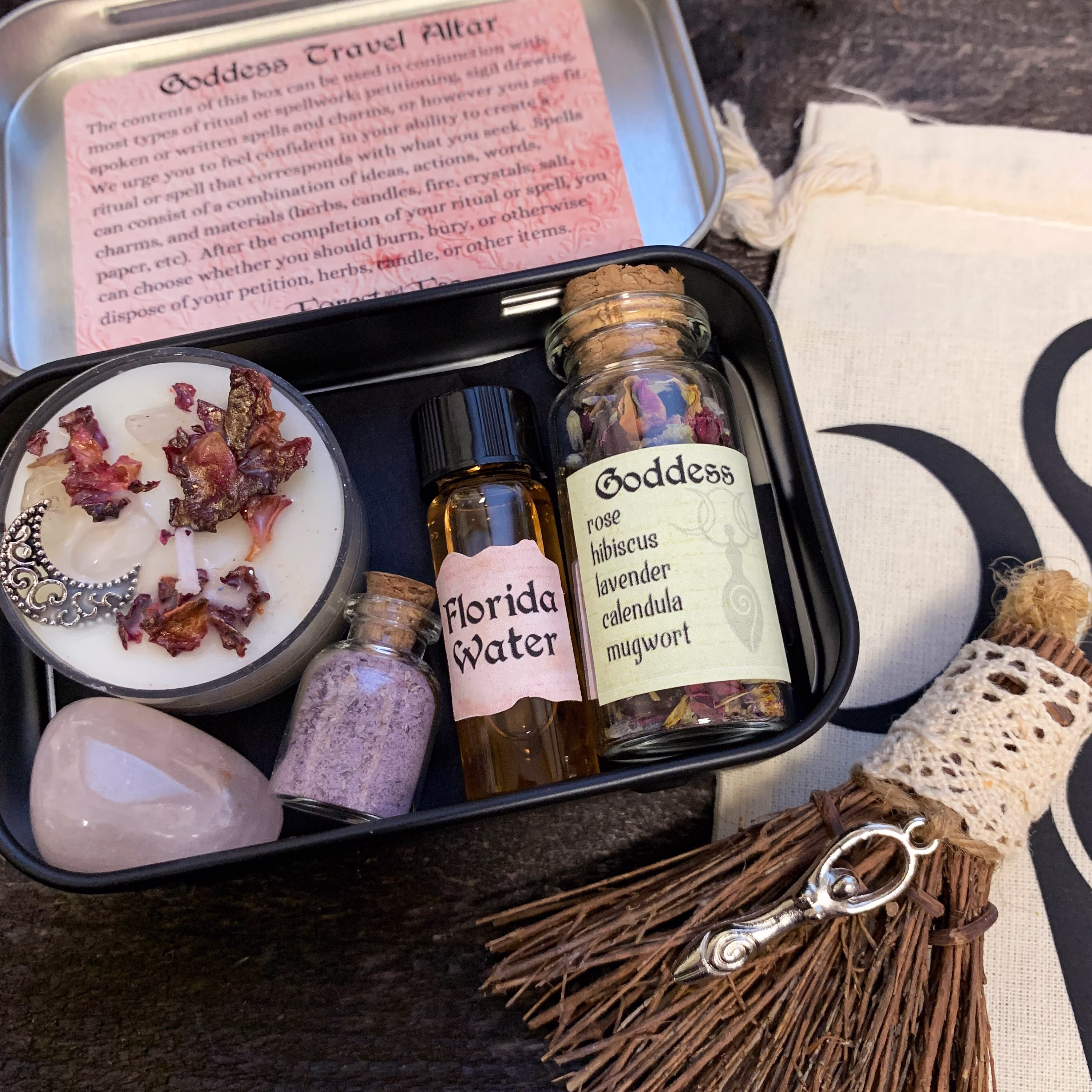 Goddess Travel Altar | Witch Kit Spell Bottle Manifestation Pagan Wiccan Pocket Ritual Candle Herb