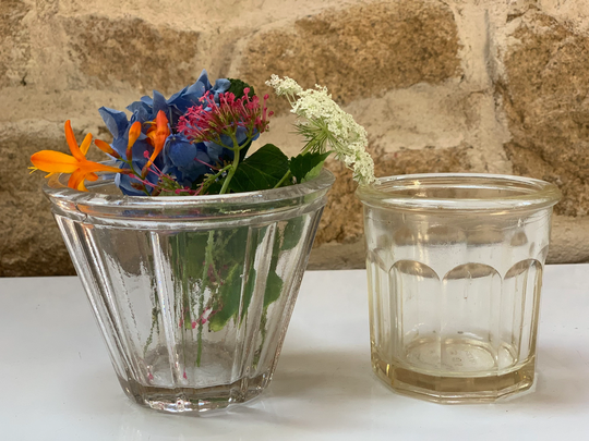 Vintage French Glass Confiture Storage Jars - Pair