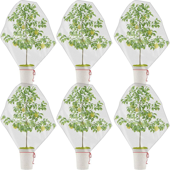 13treize - 6 Pcs Garden Plant Fruits 0.8*0.8m Netting Insect Bird Barrier Mesh Protection Netting Covers Bags with Drawstring Fruit Tree Flower