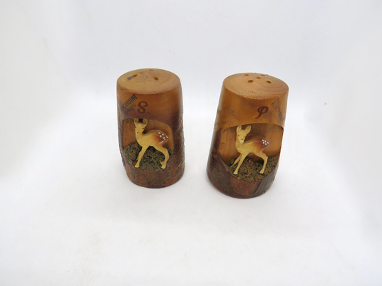 Vintage Bambi Salt & Pepper Shakers, Mid-Century/Vintage Kincardine Canada Wooden Salt Pepper Kitchenalia