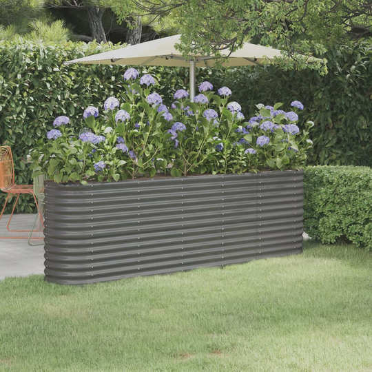 Asupermall - Garden Planter Powder-coated Steel 224x40x68 cm Grey