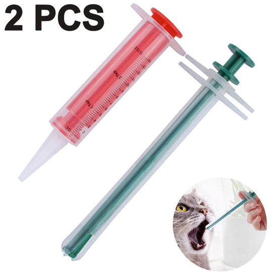 2 pcs Pet Medicine Feeder - Pet Pill Poppers Handy Durable Pet Pill Dispenser Oral Tablet Capsule or Liquid Medical Feeding Tool Kit Silicone