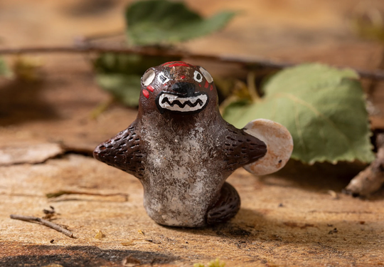 Otter Shaman. Clay Figurine, One Of A King, Handmade. Native, Folk, Spirit Animal. Medicine