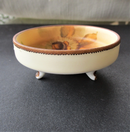 Nippon Hand Painted Open Salt Or Nut Dish Antique Bisque Porcelain Circa 1920S
