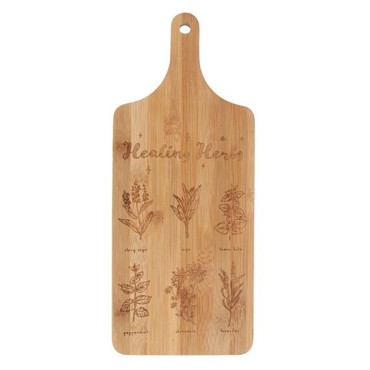 Kitchen Witch Bamboo Wood Healing Herbs Chopping Board