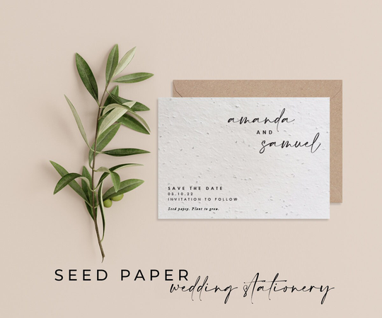 Invitation Card, Wildflower Seeds, Plantable Seed Cards, Simple Save The Date, Eco-Friendly Personalized Wedding Card