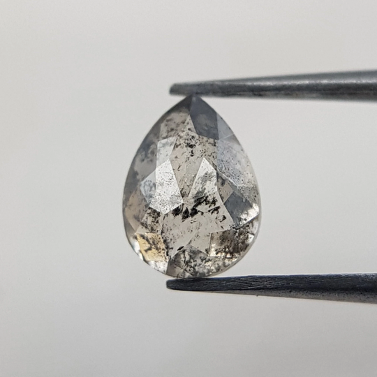 0.61 Ct Salt & Pepper Pear Diamond | Raw Loose For Sale Natural Engagement Ring Gray Gemstone Crystal