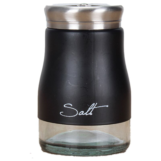 Stainless Steel Salt and Pepper Shakers with Glass Bottom, Modern Kitchen Accessories black