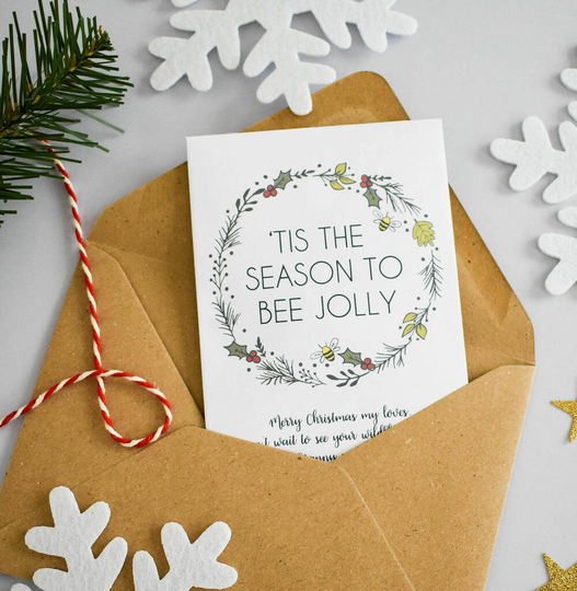 Bee Jolly Christmas Card Alternative Seed Packet